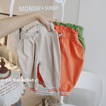 Pure cotton loose casual pants Korean baby childrens clothing 2021 autumn new mens and womens childrens baby radish Harlan pants