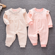 Female treasure Net red cute one-piece clothes spring and autumn clothes wear baby ha clothes cotton children climbing clothes princess clothes