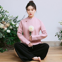 Chinese clothing Zen women's improved Tang coat Han clothing tea clothing women's autumn new retro woolen coat winter