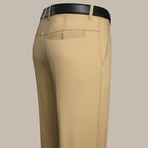 Middle-aged Dad straight pants cotton high-end mens casual pants 2021 summer new white loose spring and autumn