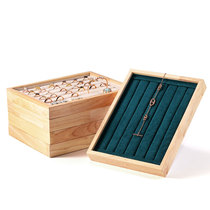 Wooden ring tray jewelry display ring disc ultra-velvet cloth hand bracelet plate jewelry viewing pallet earrings storage plate