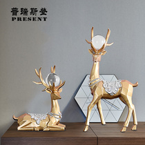 Nordic Hospitality Deer Swing Piece Geometric Deer Water Crystal Ball Abstract Styling Living-room Door Hall Wine Cabinet TV Cabinet Deer Handiwork