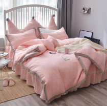 Cotton Korean version of the quilted four pink lace gong zhu feng 1 5m1 8 meters cotton bed qun kuan bedding