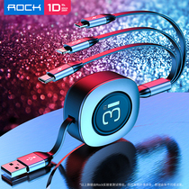 ROCK data cable iphone 12 fast charge one drag three charging cable for Apple X Huawei Android three head type c telescopic portable 12pro Multi-Function 7 Universal 8p car