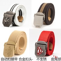 Wear-resistant mens elastic pink belt female canvas student casual pants Porous Elastic hemp rope single lady strap