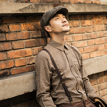 British retro strap Mens all-match thin strap Y-shaped hanging pants with three clips elastic strap