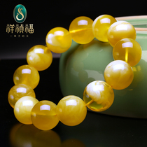 Xiangzhenfu natural beeswax hand string chicken oil yellow white nectar round bead bracelet 18mm solitary