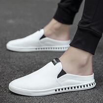 Street Casual Breathable Semi-Trailed Canvas Shoes Male Tide Card 2022 New Fashion A Foot Pedal Sloppy White Shoes Mens Shoes