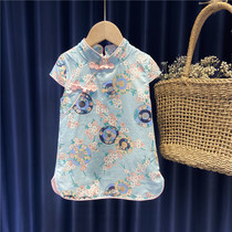 Girls dress 1 year old 234 childrens cheongsam summer thin section foreign short-sleeved skirt girl baby Chinese style Tang suit