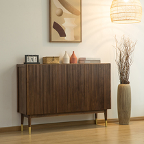 Nordic Solid Wood Grilles Shoes Cabinet Light Lavish Simplicity About Black Walnuts Wood Günchengguan Cabinet Containing Partition Into The Family Storage Dining Side Cabinet