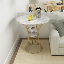 Nordic small tea table minimalist modern light lavish bedroom Living room Tie art small round table marble small table sofa edge a few