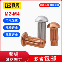 M2M2 5M3M4 copper aluminum sign rivet big head rivet semi-round head solid knurled nameplate Rivet