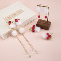 Ancient style plush hairclip female cute side clip side tassel clip headdress winter Hanfu parent-child ancient hair accessories