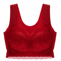 Large size without steel ring lace embroidery vest underwear ultra-thin side collection back fat mm bra