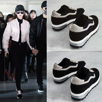 European station 2021 autumn and winter New black sneakers female Korean version of Harajuku wild ins inner increase womens shoes tide