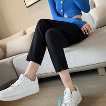 Open Fork Black Western Dress Pants Woman Summer Thin 90% Western Pants Smoke tubes pants 100 hitch Lean Casual Kharen Pants