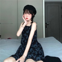 Student Chauhan Chic Jujiros summer fluffy vest dress sweetless sleeveless short and high waist one-piece dress