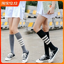 Micro-pressure thin thin calf socks JK socks womens middle tube spring and autumn black high-knee socks half stockings ins tide