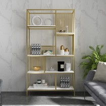 Nordic wrought iron shelf floor living room partition bedroom storage creative gold decorative bookshelf display stand