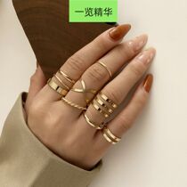 Creative simple open cross twist ring set 8 pieces for women