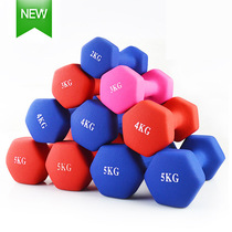 Hexagon Dip Plastic Dumbbells Glossy Frosted Color Dumbbells Lady Slim Waist Fitness Dumbbells