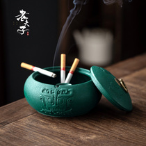 Creative ashtray home living room office simple large retro with cover personality trend ceramic fly ash