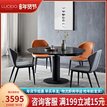 Italian rock board table square round dual-purpose turntable table small family modern simple Nordic telescopic round table