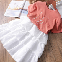 Childrens letter Han Fan short-sleeved T-shirt summer new baby round neck short-sleeved T-shirt girls casual wild top