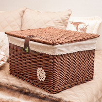 Wicker storage box large with lock buckle rattan storage basket with lid clothes basket rattan basket basket storage box finishing box