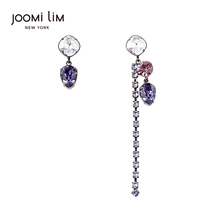 JOOMi LiM building honey earrings 2021 New Blue amethyst tassel earrings female personality niche ear chain Senior