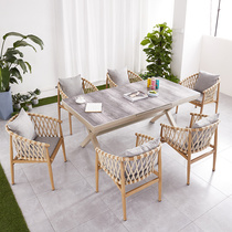 Balcony leisure furniture rope woven outdoor outdoor table and chair living room rest area sales department aluminum frame rattan chair waterproof sunscreen