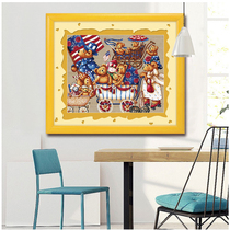 ABV Pure Cotton Precision Printed Cross Stitch 2020 New Pint Cartoon Living-room Bedroom Children Room Small Bear Family