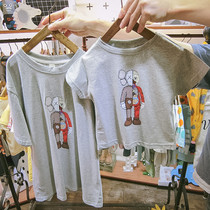 Parent-Child clothing summer clothes 2020 New Tide 3 years old children cotton foreign style short sleeve t-shirt family three mother and son Women