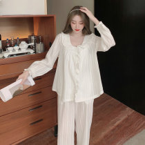 VIRRI CIAGA white princess pyjamas woman pure cotton heating house doll collar cardiovert sweaty home suit suit