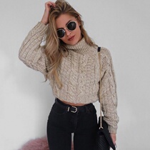 Winter Women lady turtleneck crop top sweater knitwear sweater