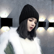 ins wool hat children autumn and winter Korean version of Chao Net red black Korean knitted hat Japanese solid color face small warm