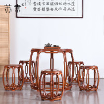 Su Su Ming Redwood Furniture_Burmese Huang Pearwood Round Table Round Table Five-bench