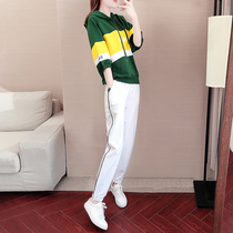 Hong Kong Tide Sports Leisure Set Women 2021 Autumn Korean version of foreign style fashion hip-hop seven-piece sleeve two-piece