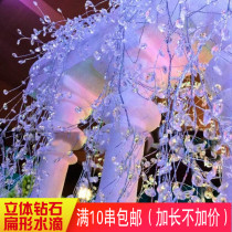 Three-dimensional crystal branch Wedding genting acrylic flat water droplets aluminum wire crystal beads Birthday pendant Wedding ceiling props