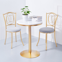 Nordic marble dining table Simple casual net red cafe round table Negotiation table Milk tea shop table and chair combination