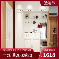 Modern and simple foyer entrance multi-function cabinet Partition cabinet Coat cabinet Hanger combination belt change shoe stool Shoe cabinet