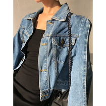 ACUP spring loose short shoulder pad denim coat women 2021 New retro port flavor BF style jacket top tide