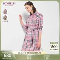 SCOFIELD WOMENs spring and summer new plaid belted slim shirt dress SFOWA2310Q