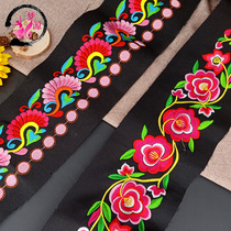 Begonia flower machine embroidery lace national clothing dress skirt processing material embroidery side strip long flower accessories