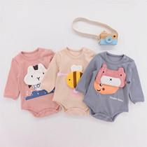 Clearance special newborn baby shirt autumn and winter long sleeve shoulder buckle thick cute baby triangle conjoined