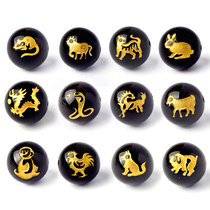 Obsidian carving Chinese Zodiac truth loose beads hand-woven diy material Buddha beads Tibetan accessories hand string beads