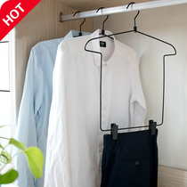 Clothes pants one-piece clothes hanger iron piece clothes hanger set wardrobe pants rack clothes clothes hanging