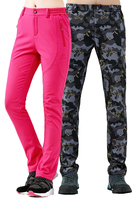 TECTOP exploration autumn and winter outdoor men and women waterproof windproof plus velvet interior warm mountaineering soft shell trousers