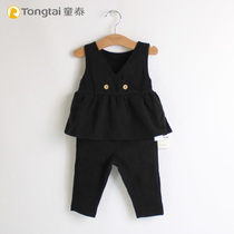 Tongtai Girls fashion suit 2019 autumn new baby foreign clothes 6-24 months baby wear two-piece set