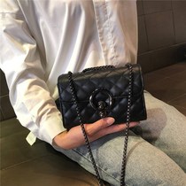 Counter leather womens bag oblique cross bag diamond chain small bag Joker shoulder bag small square bag tide soft leather fashion